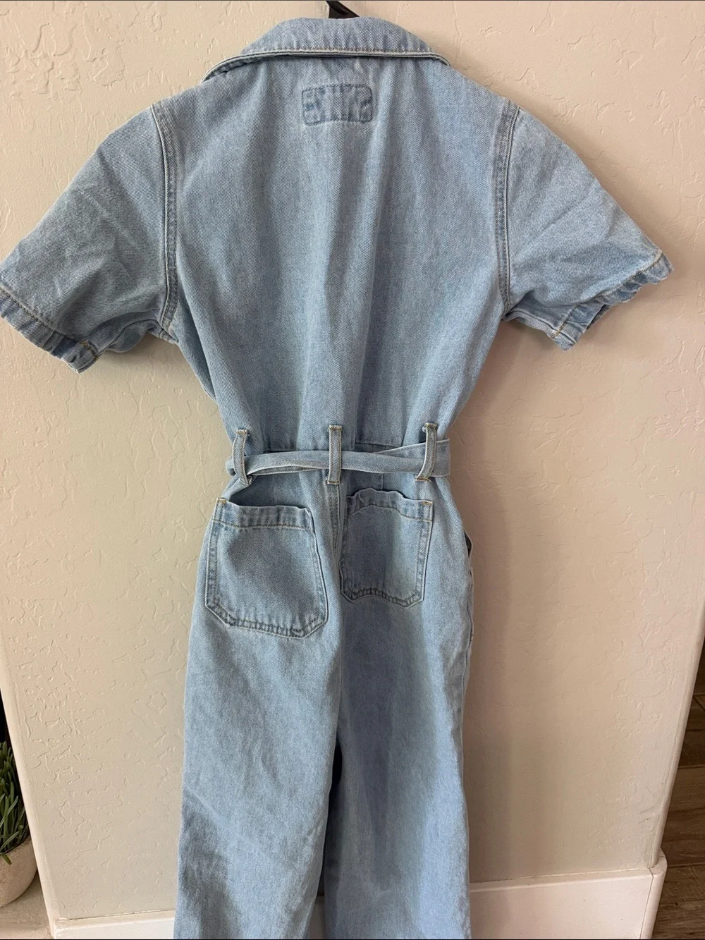 Forever 21 Light Blue Denim Zip-Front Maxi Dress with Belt